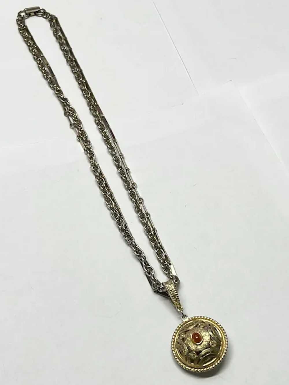 Vintage double strand gold pendant chain necklace - image 5