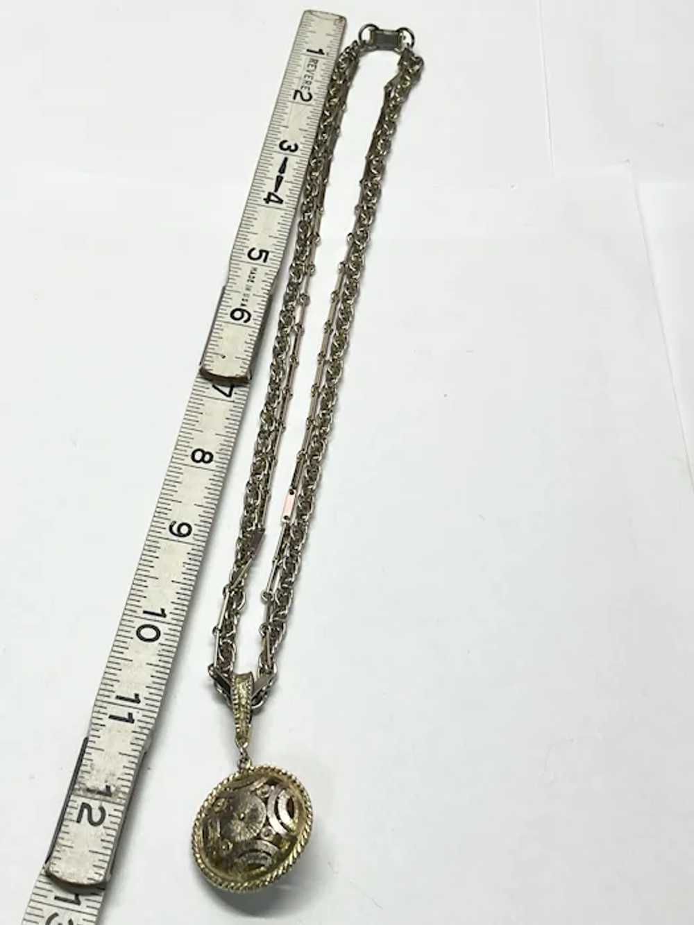 Vintage double strand gold pendant chain necklace - image 6