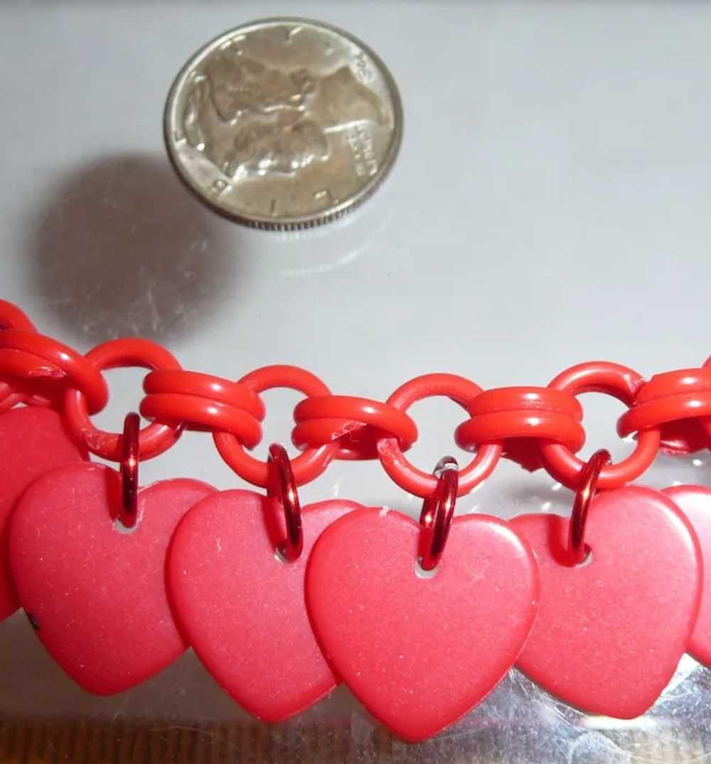 Red Celluloid Chain & Red Celluloid Heart Charms … - image 2