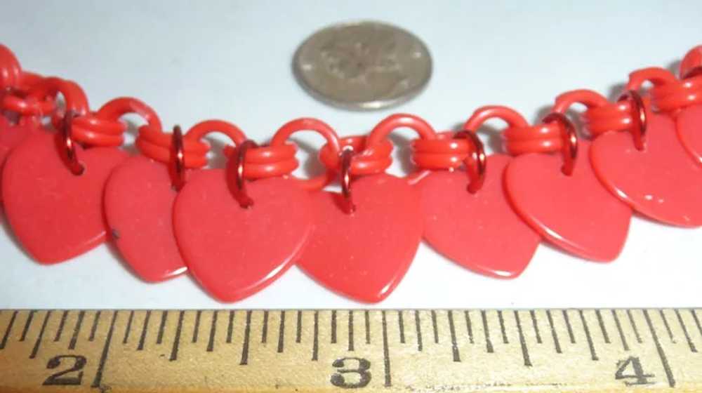 Red Celluloid Chain & Red Celluloid Heart Charms … - image 3