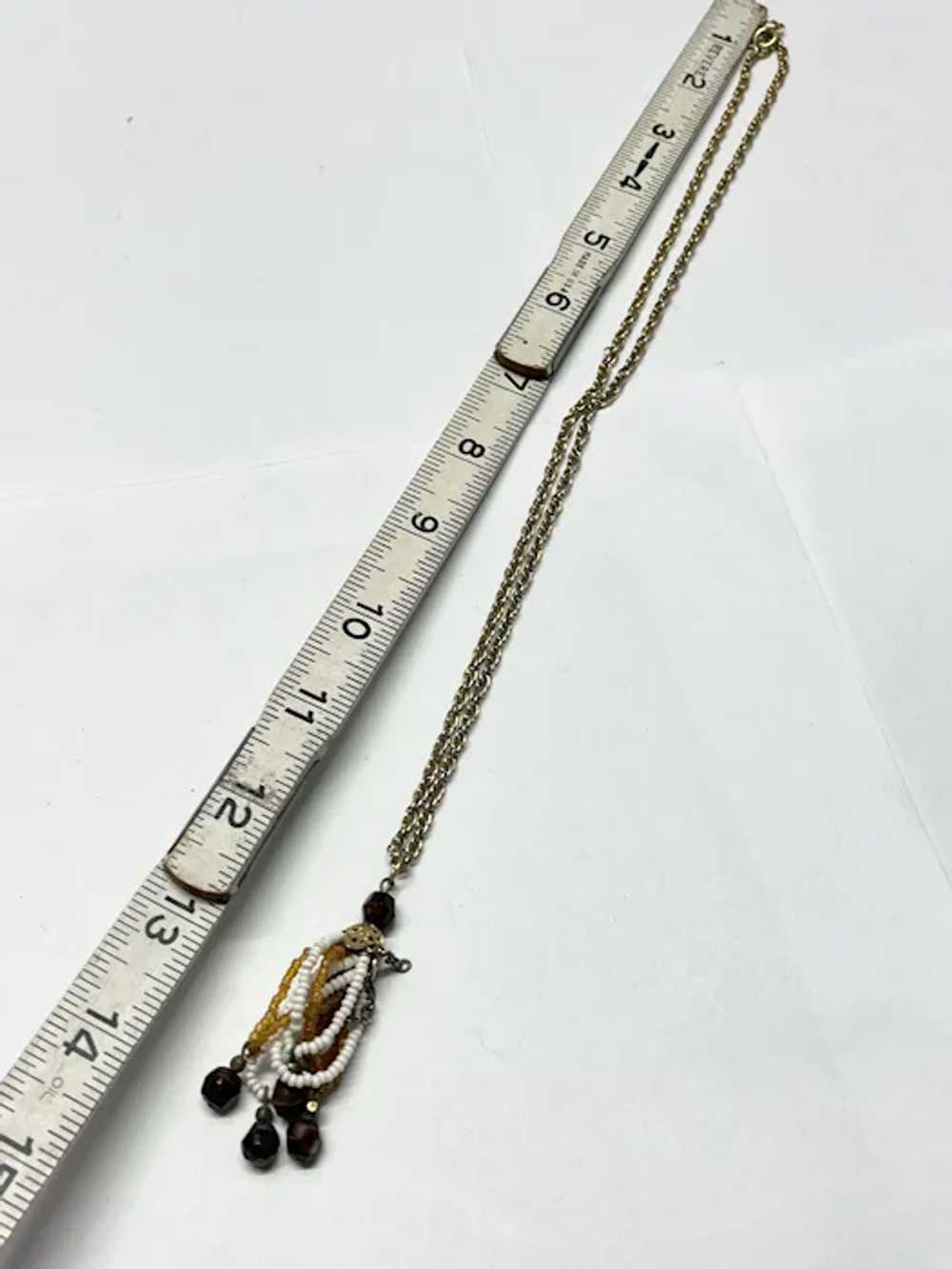 Vintage beaded tassel necklace - image 4