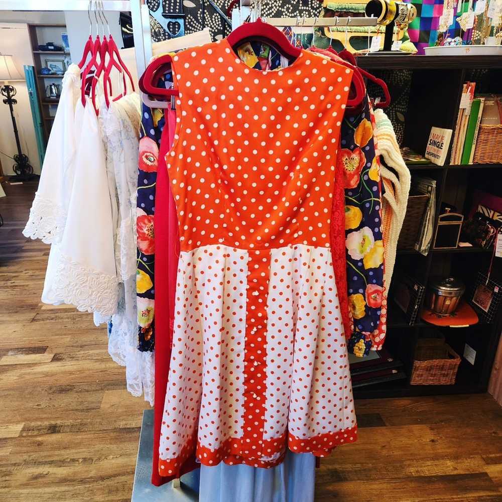Vintage 60s Silk Polka Dot Mod Dress - image 3