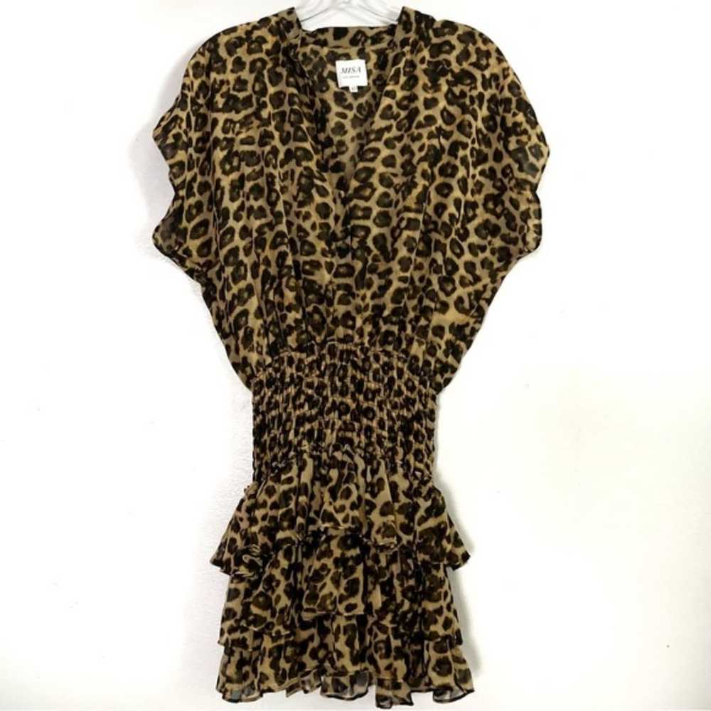 Misa Los Angeles Animal Print Eloisa Smocked Mini… - image 3