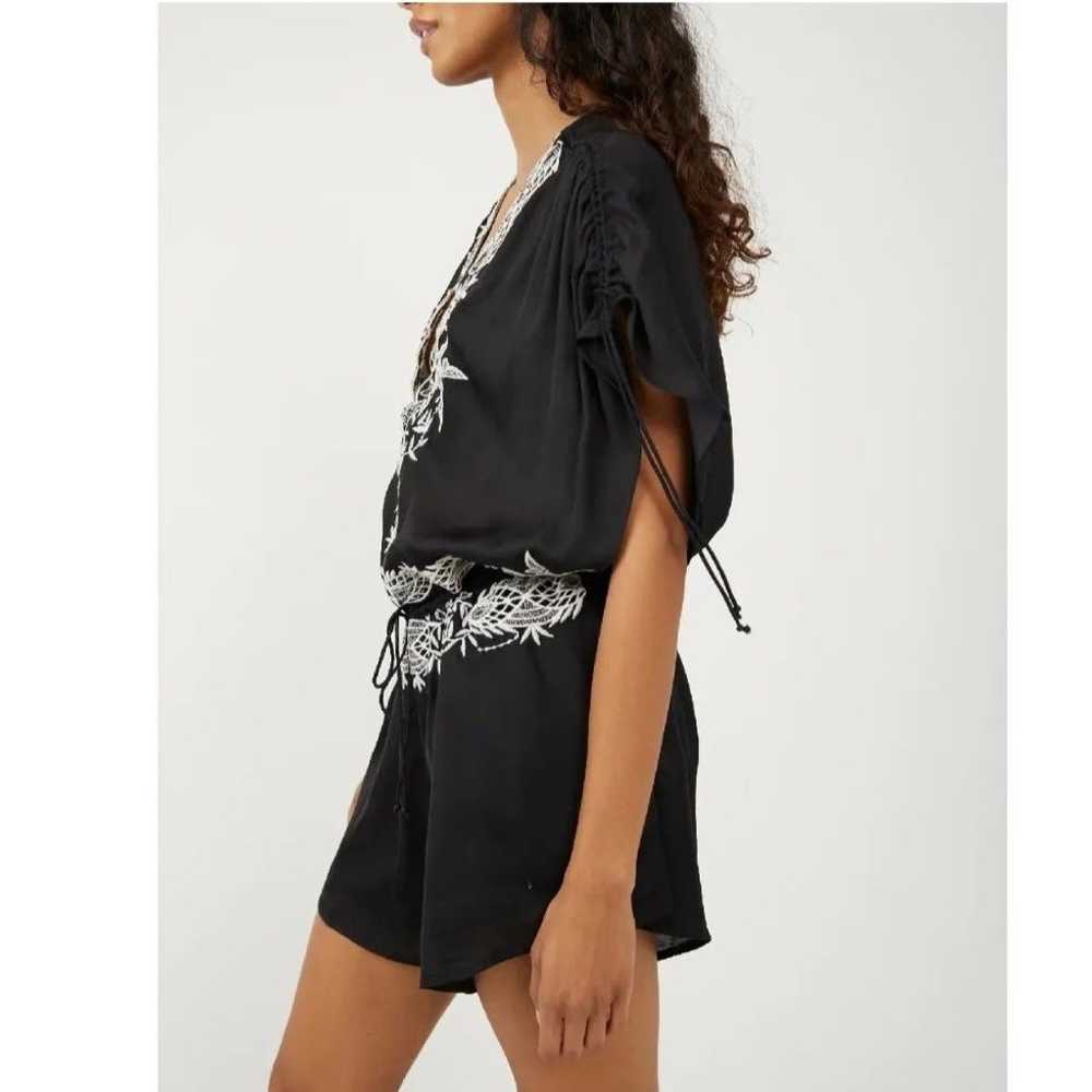 NEW Free People Weila Romper Black Floral Embroid… - image 7