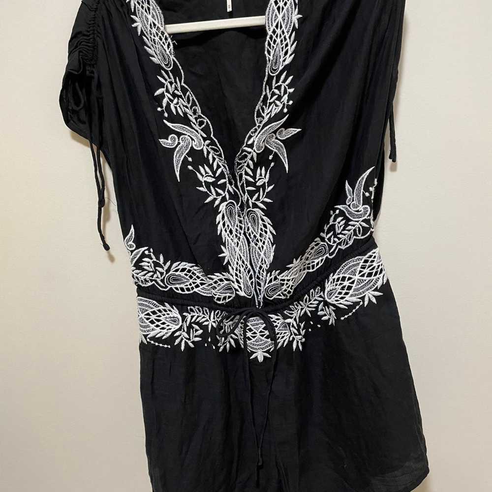 NEW Free People Weila Romper Black Floral Embroid… - image 8