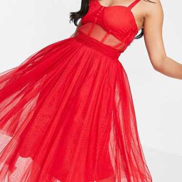 Exclusive LACE & BEADS Red Corset Tulle Dress - image 1