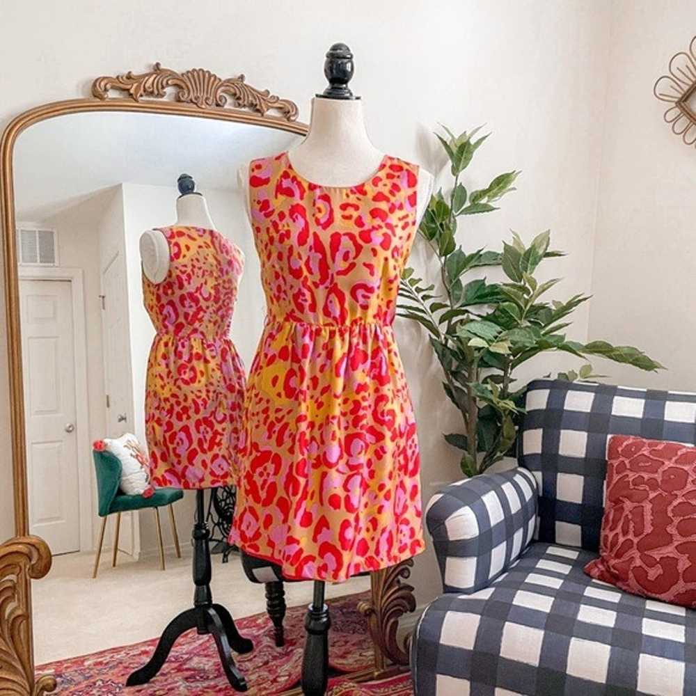 Julie Brown 100% Silk Leopard Print A-Line Dress … - image 1