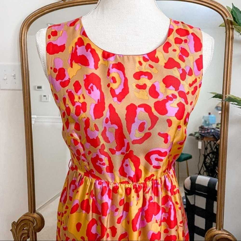 Julie Brown 100% Silk Leopard Print A-Line Dress … - image 2