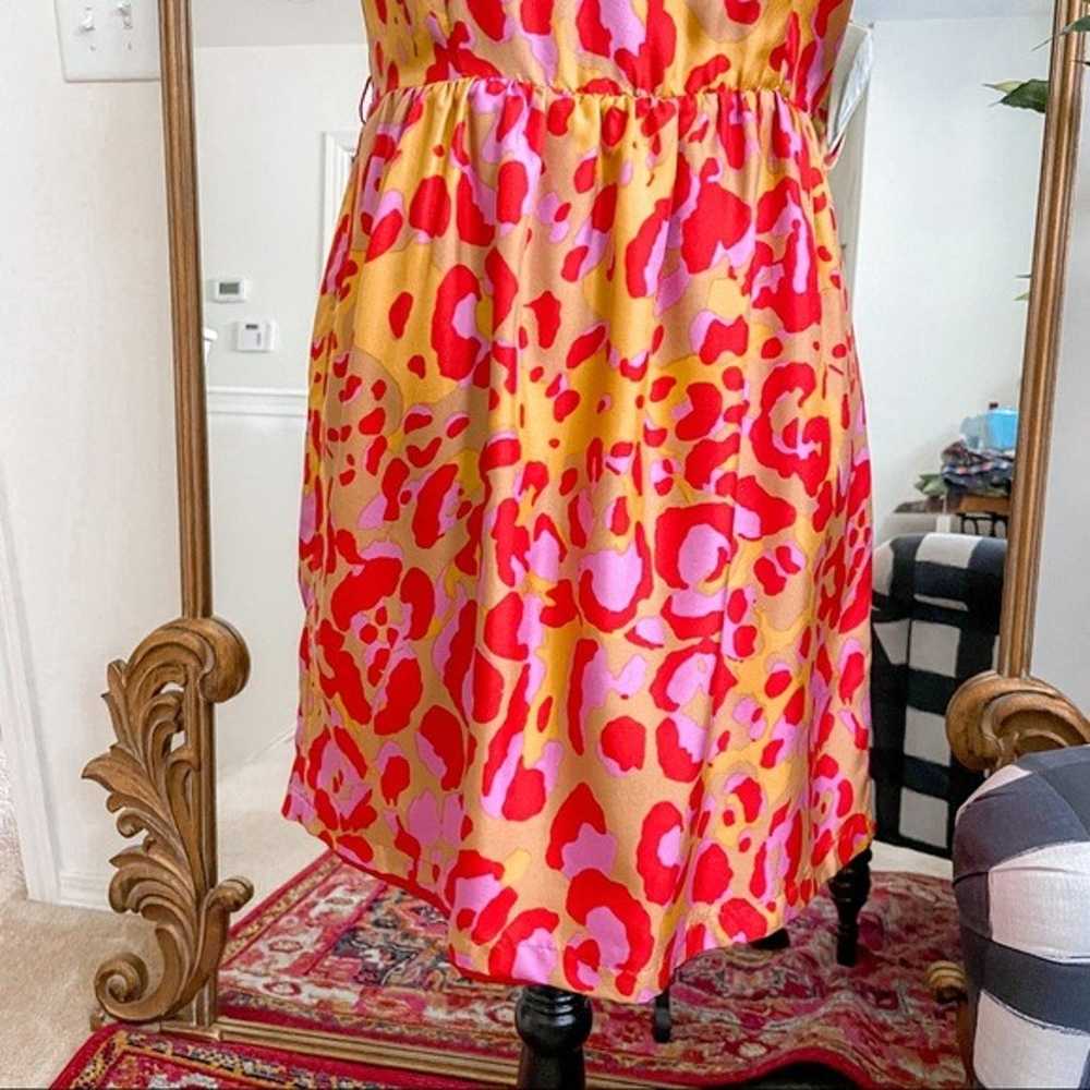 Julie Brown 100% Silk Leopard Print A-Line Dress … - image 3