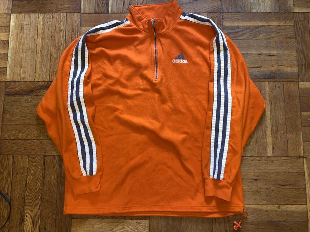 Adidas × Vintage Vintage 90s Adidas Orange Fleece… - image 1
