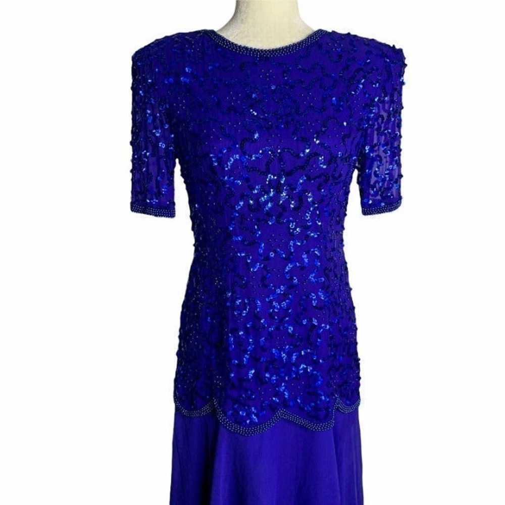 Vintage Sequin Beaded Evening Dress S - image 2