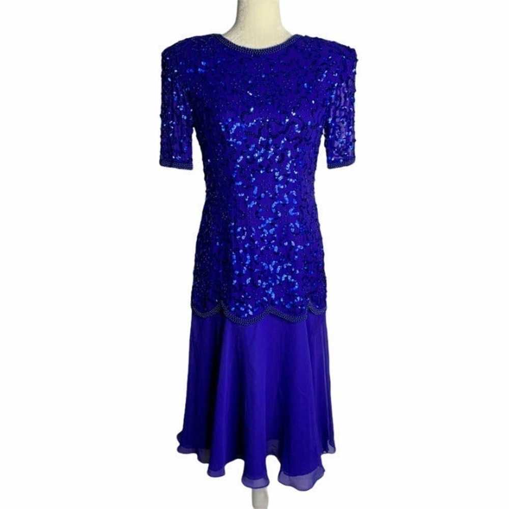 Vintage Sequin Beaded Evening Dress S - image 3