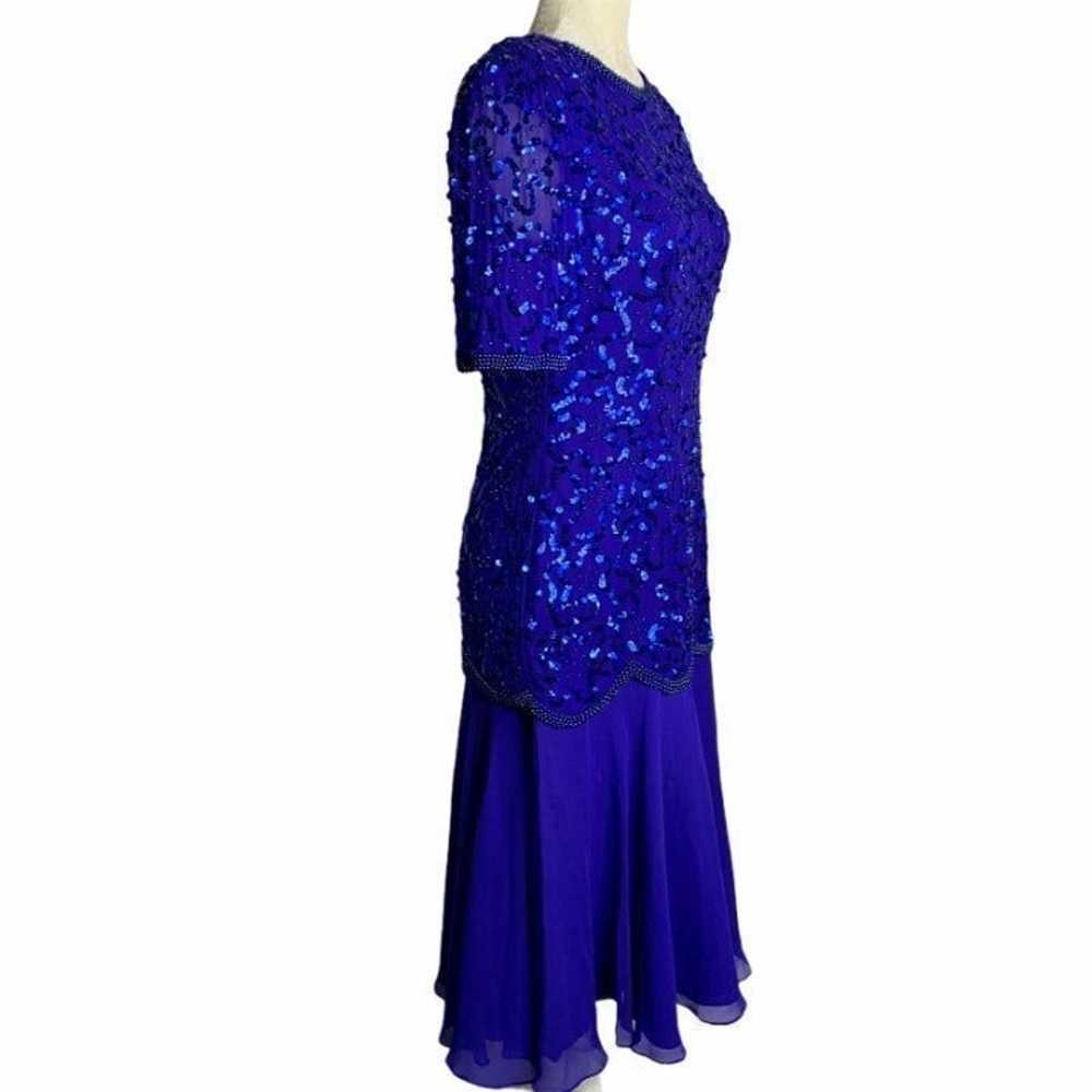 Vintage Sequin Beaded Evening Dress S - image 4