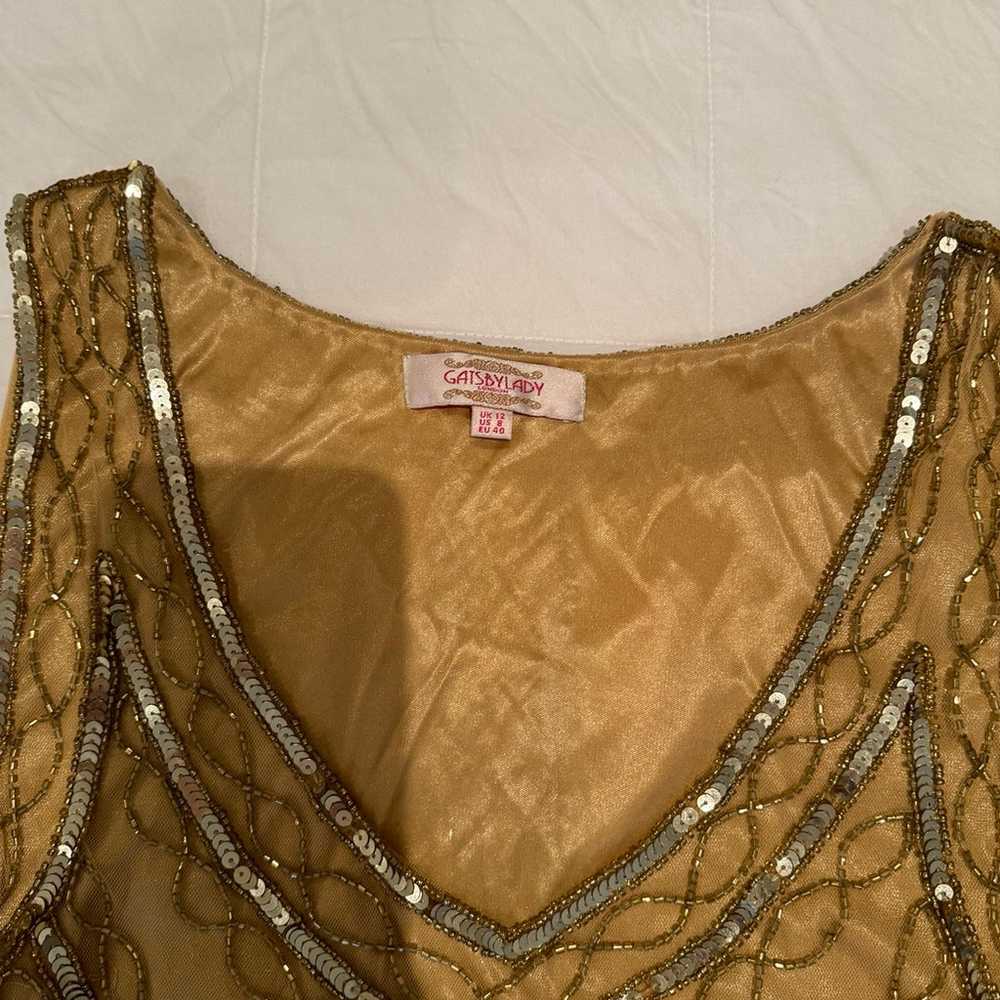 Gatsy Lady Gold Fringe Flapper Dress - image 3