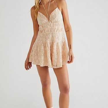New Free People Lexi Strappy Lace Romper - image 1