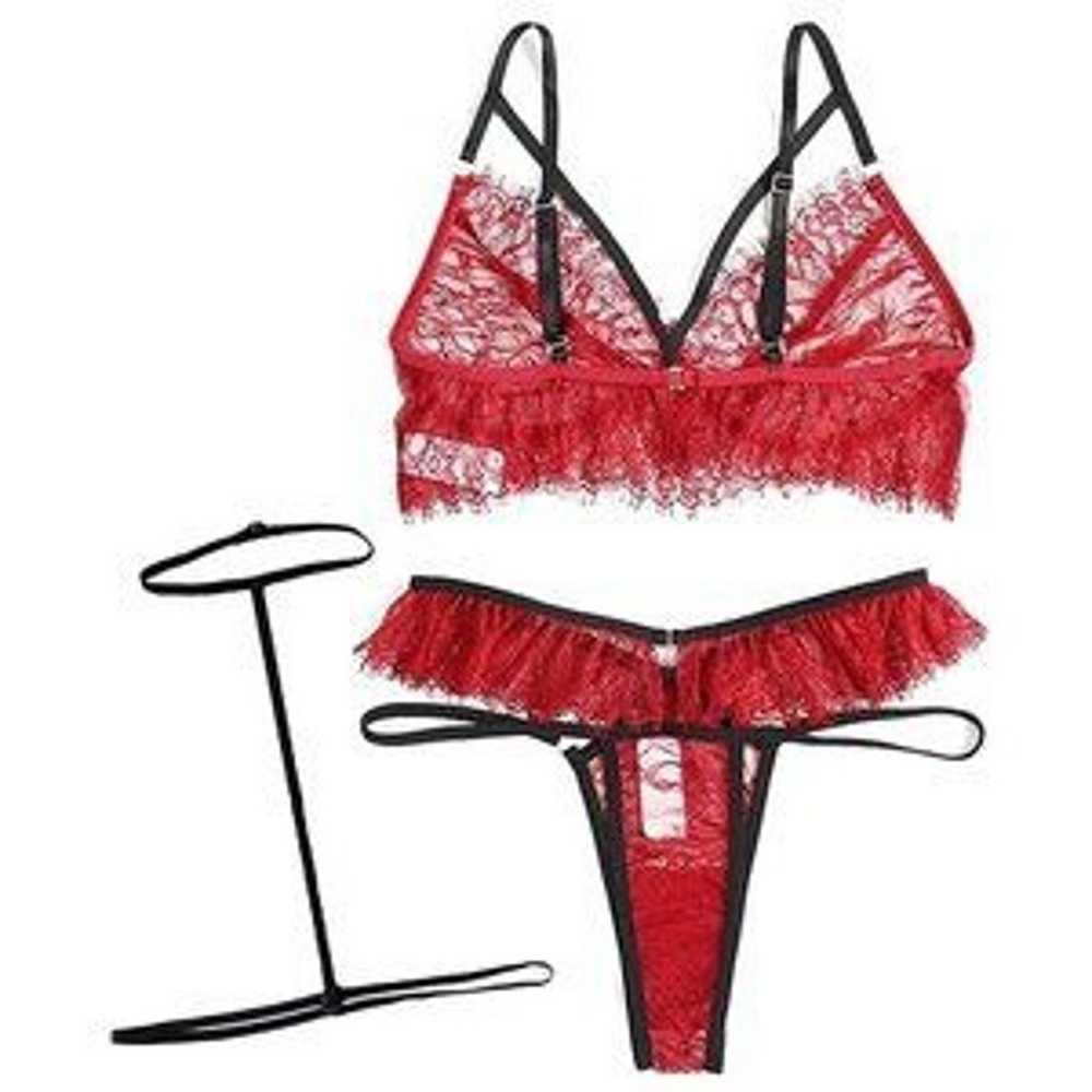 Women's Clau Sexy Bra and Panties Red - image 3