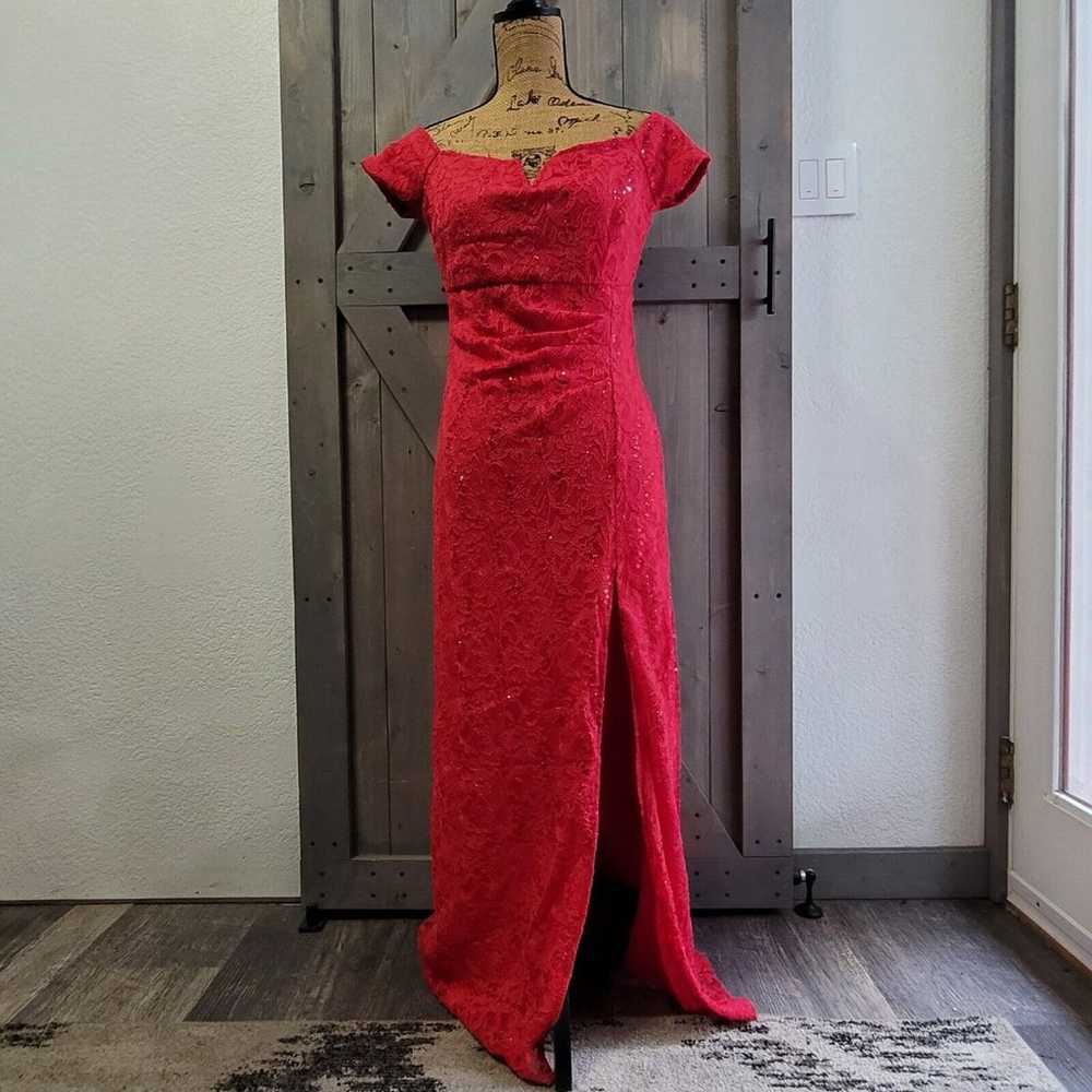 Prom Dress Size Medium Red Sequins Lace Sweethear… - image 1