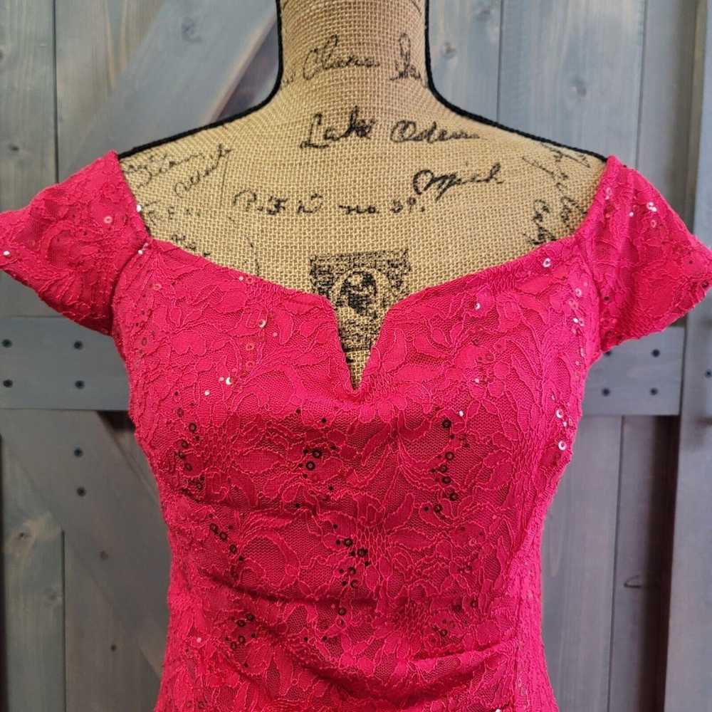 Prom Dress Size Medium Red Sequins Lace Sweethear… - image 2