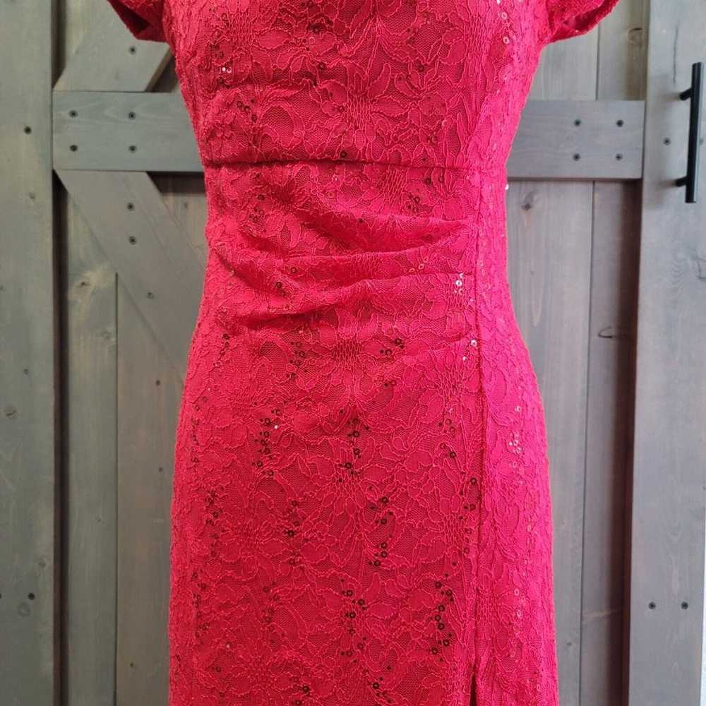 Prom Dress Size Medium Red Sequins Lace Sweethear… - image 3