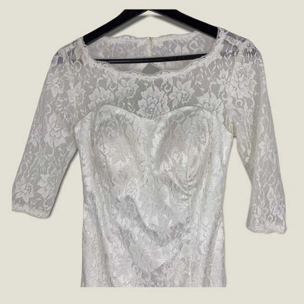 Handmade Off White Lace Sweetheart Wedding Dress … - image 3