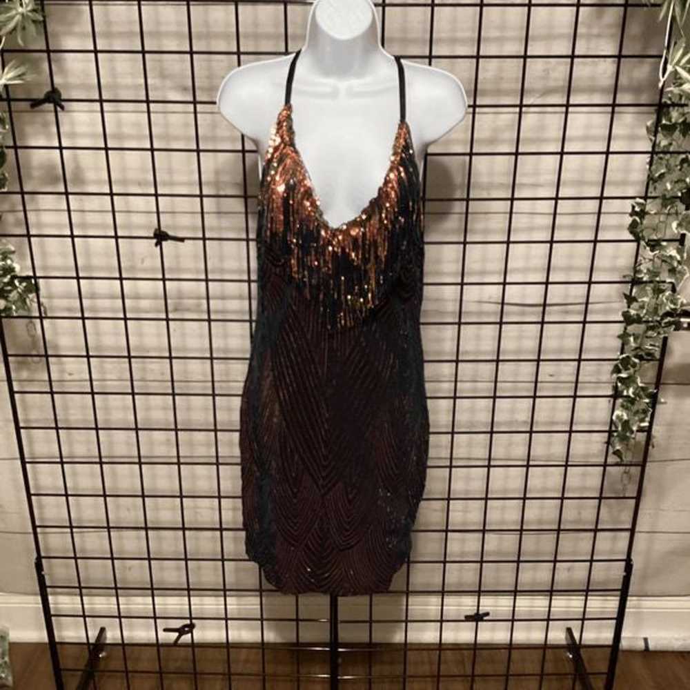 Fringe / Sequin Sleeveless Mini Dress B199 - image 1