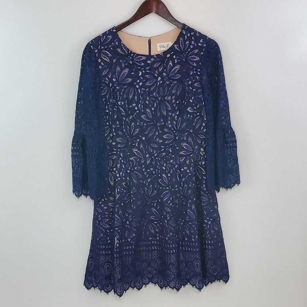 Eliza J Bell Sleeve Lace Midi Dress Gem