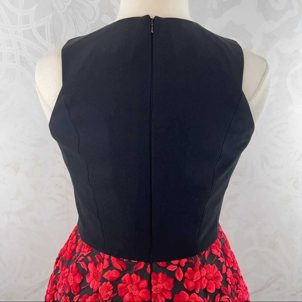 Carmen Marc Valvo red-orange black floral sheath … - image 7