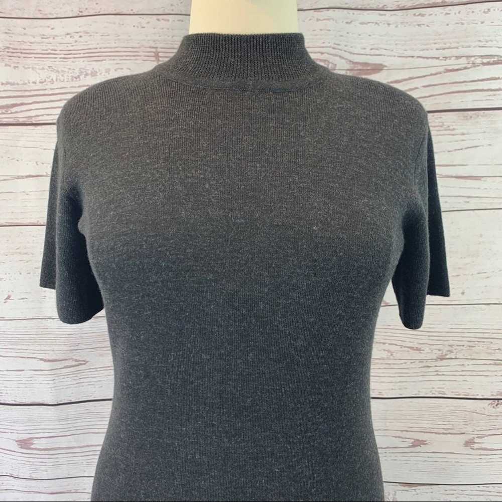 Nina Leonard grey sweater dress long short sleeve - image 2