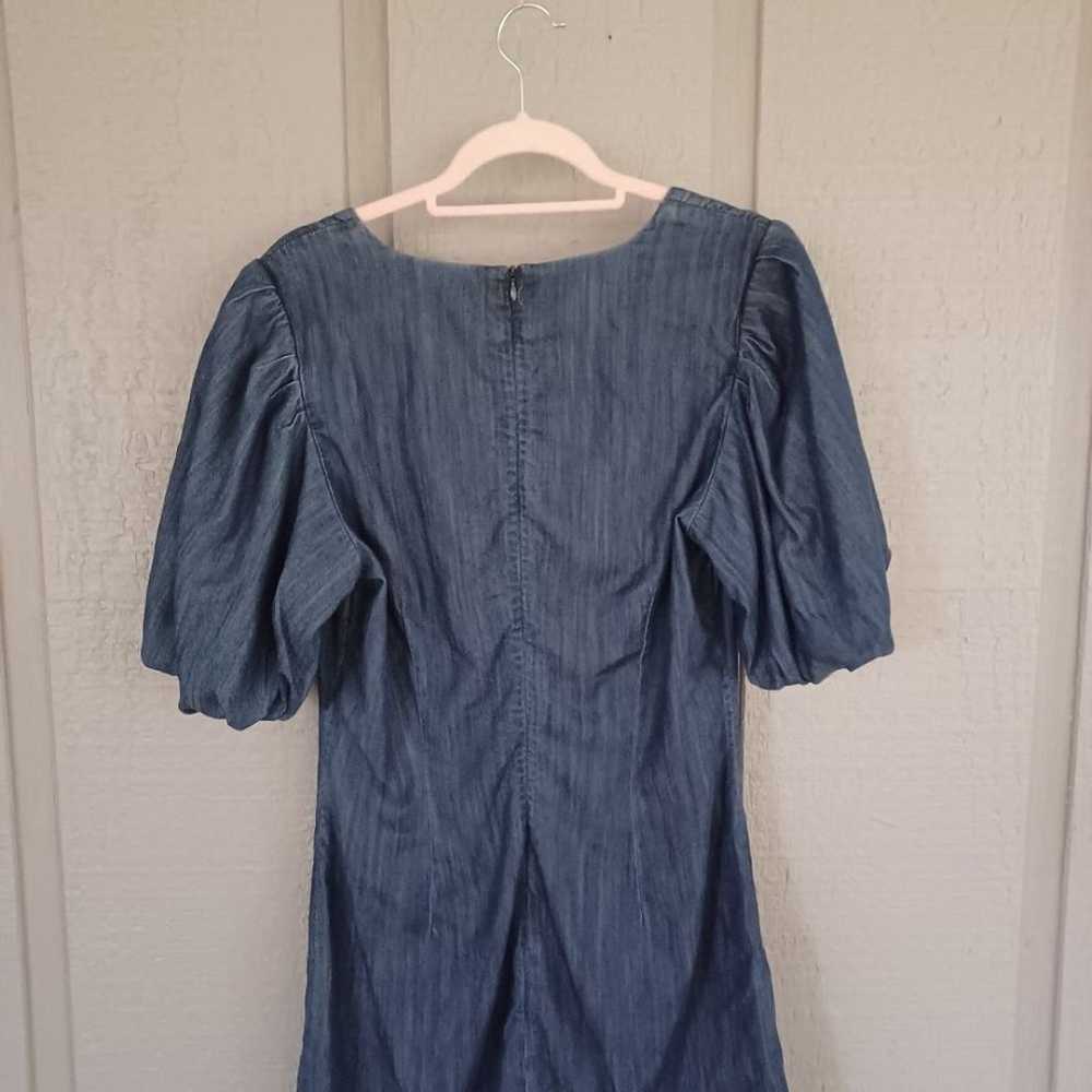 Frame Nina Puff Sleeve Denim Mini Dress Size L Sq… - image 5