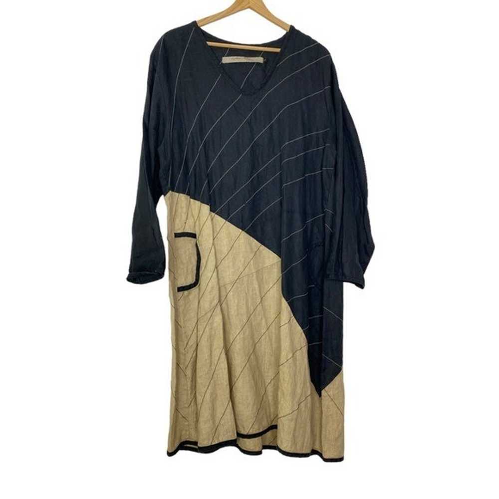 Cynthia Ashby Linen Two Tone Lagenlook Dress Art … - image 1