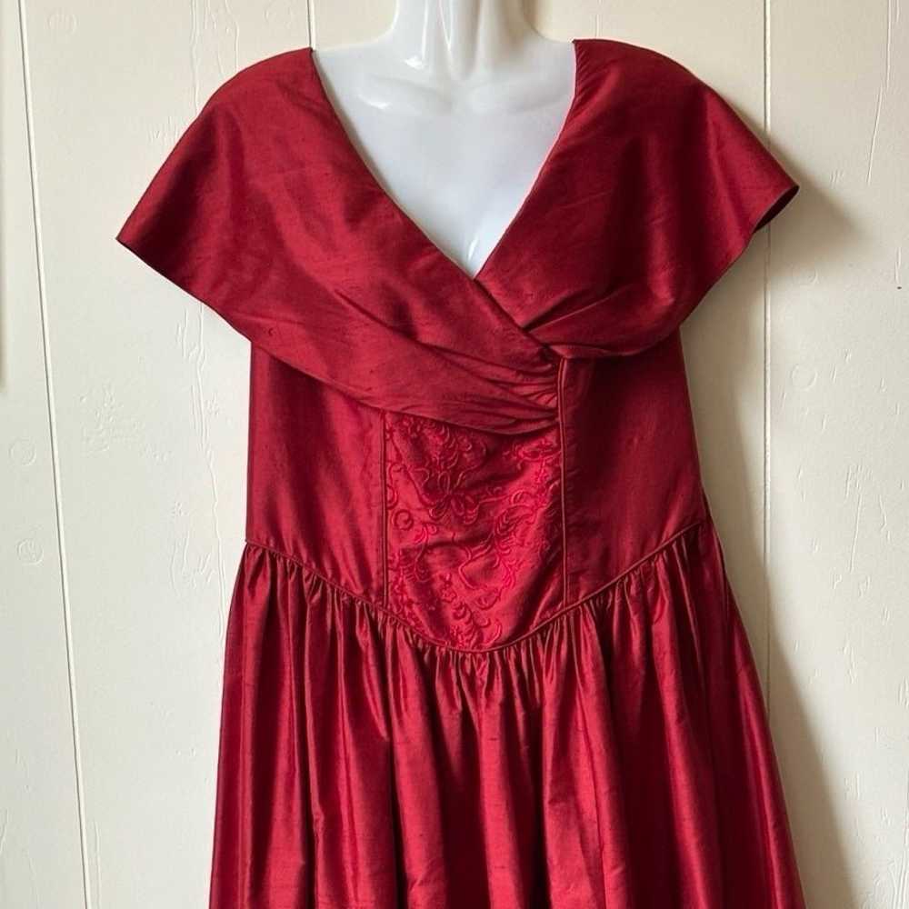 Vintage Laura Ashley Red Silk Dress Ball Gown Vic… - image 2