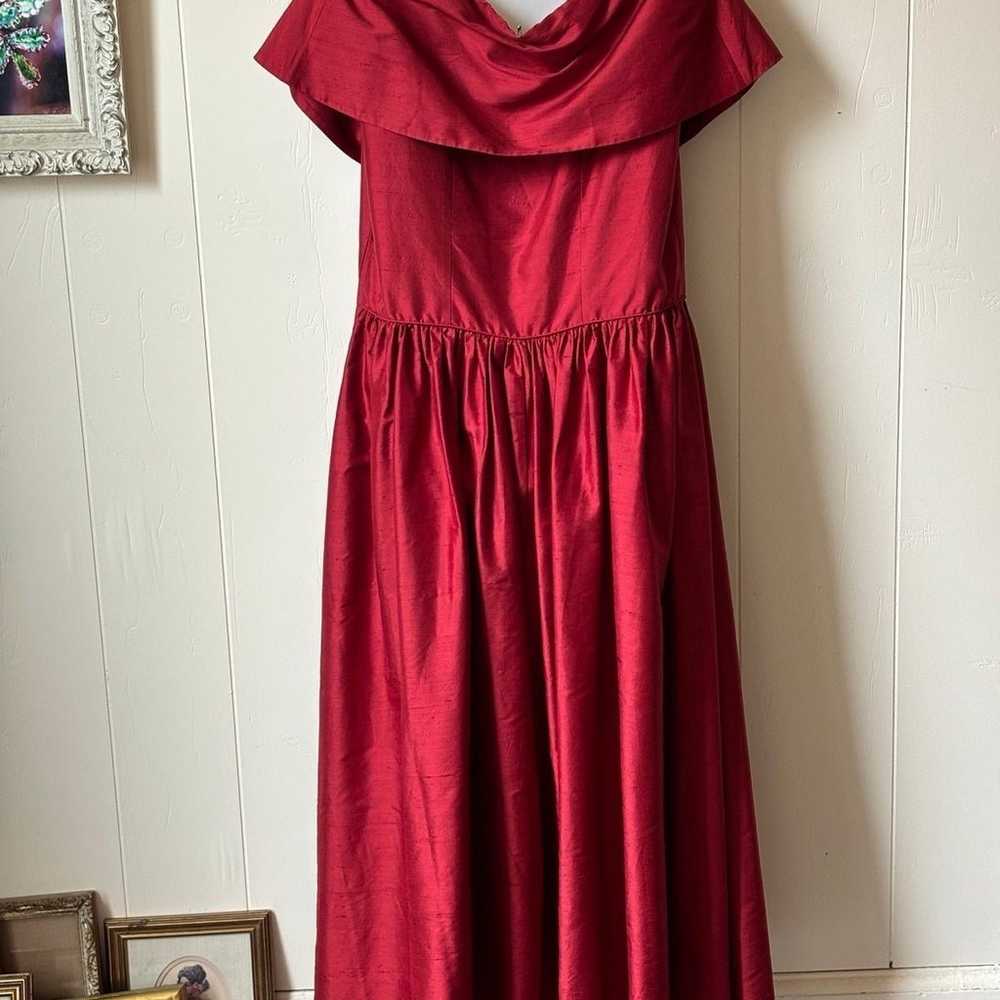 Vintage Laura Ashley Red Silk Dress Ball Gown Vic… - image 3