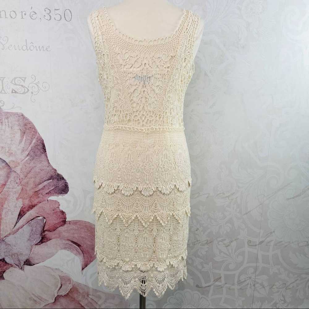 Spense Boho Cream Lace Layered Dress Size 12 - image 10