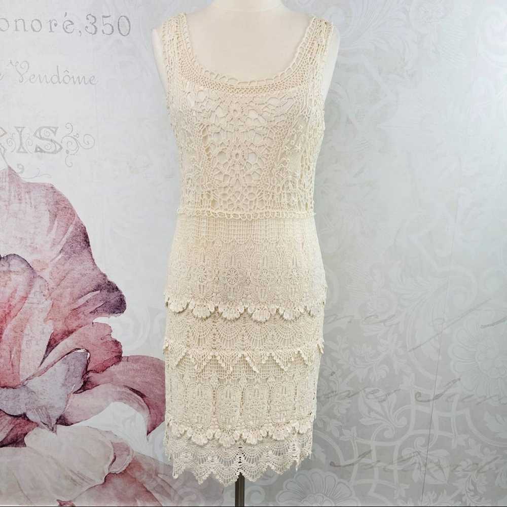 Spense Boho Cream Lace Layered Dress Size 12 - image 1