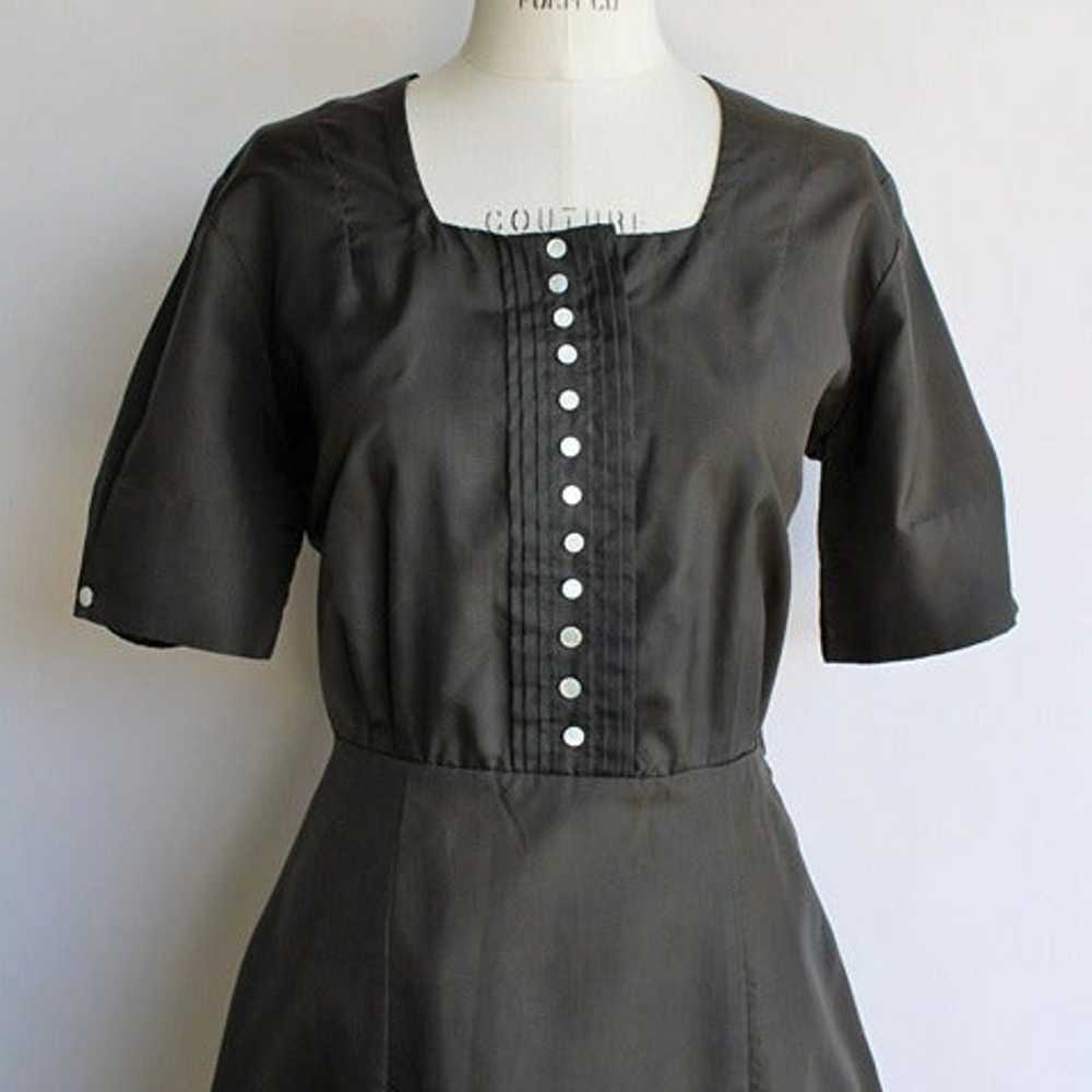 Vintage 1940s 1950s Dress, Black Shirtwaist, Fit … - image 3
