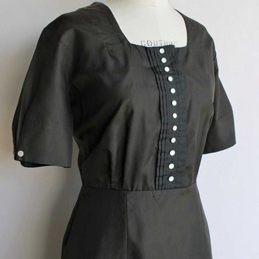 Vintage 1940s 1950s Dress, Black Shirtwaist, Fit … - image 4
