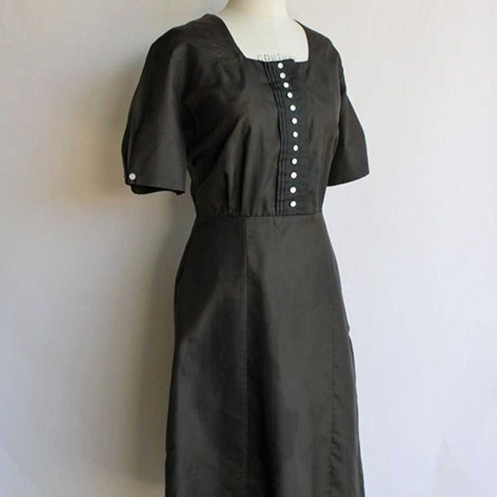 Vintage 1940s 1950s Dress, Black Shirtwaist, Fit … - image 5