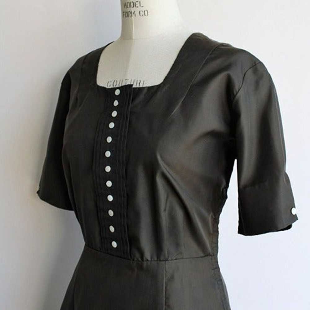 Vintage 1940s 1950s Dress, Black Shirtwaist, Fit … - image 6