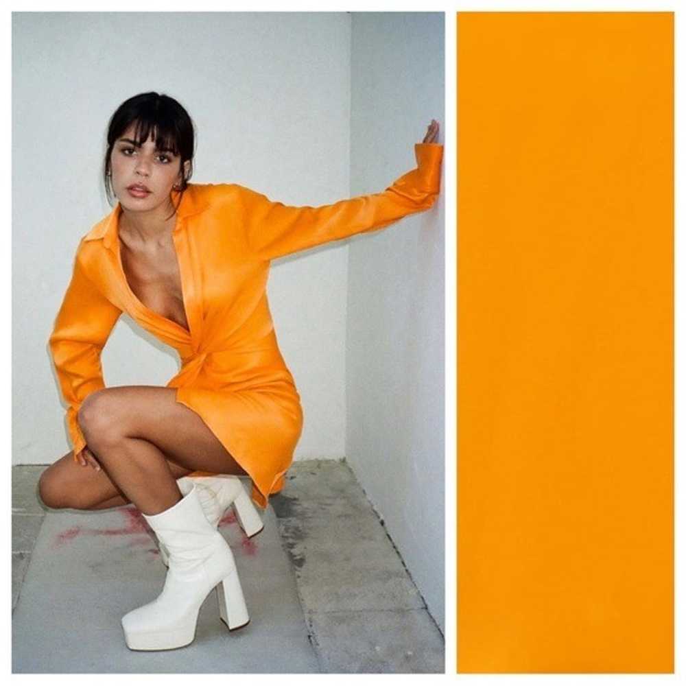 Zara Orange Satin Effect Lapel Collar Mini Dress.… - image 3