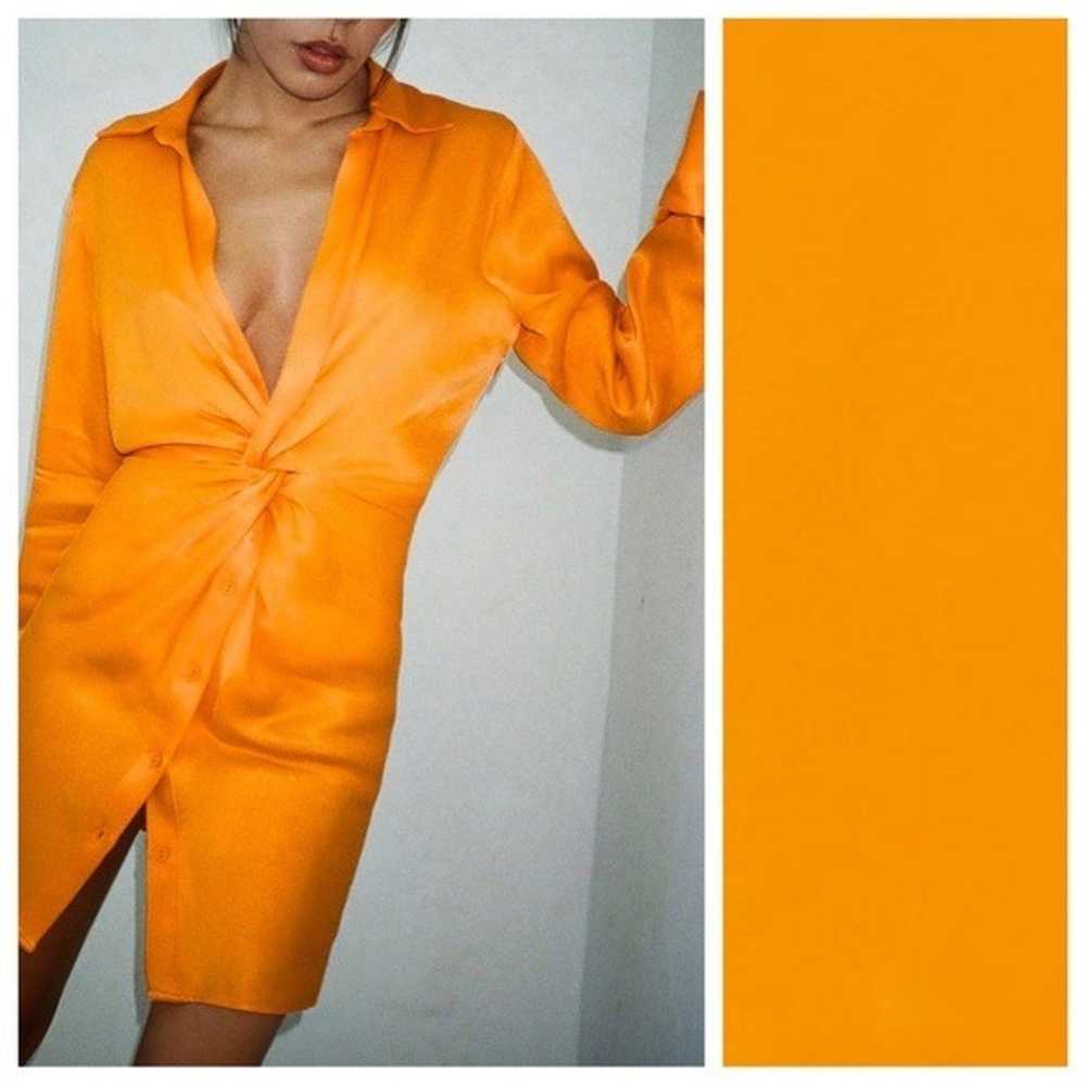 Zara Orange Satin Effect Lapel Collar Mini Dress.… - image 4