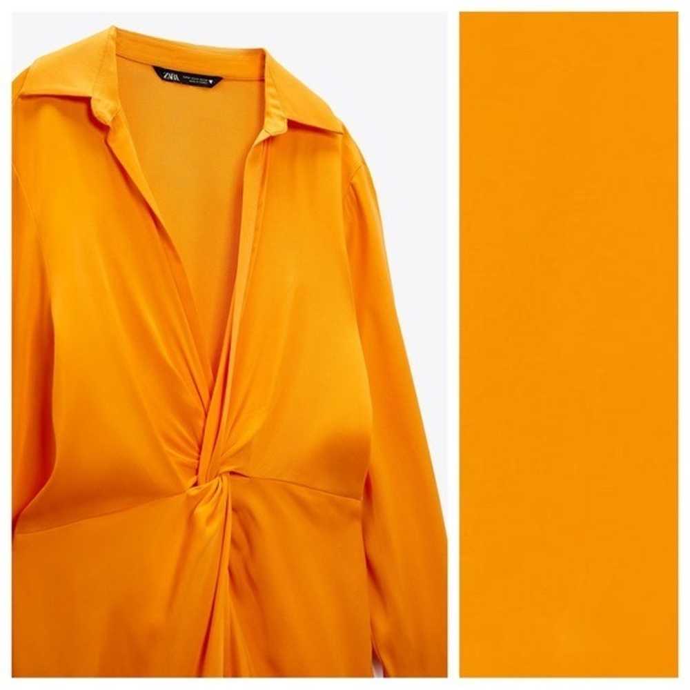 Zara Orange Satin Effect Lapel Collar Mini Dress.… - image 5