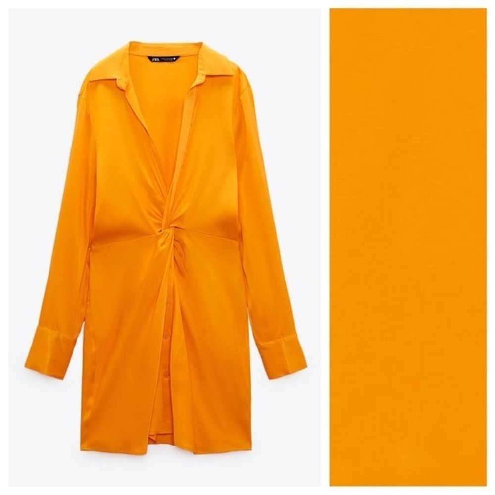 Zara Orange Satin Effect Lapel Collar Mini Dress.… - image 6