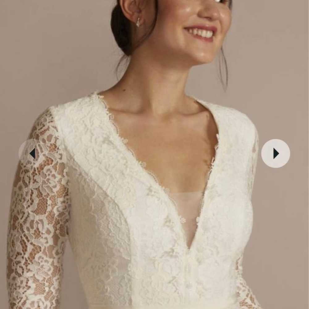 Long sleeve v-neck Wedding Dress - image 3