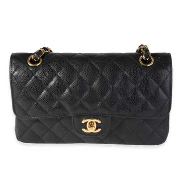 Chanel Chanel Black Quilted Caviar Small Classic … - image 1