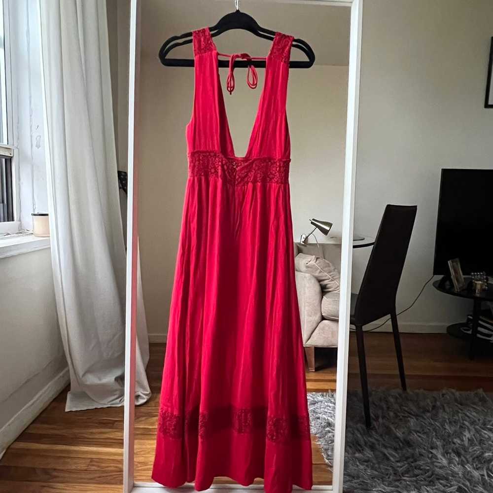 majorelle midi red dress v-neck 100% viscose size… - image 6
