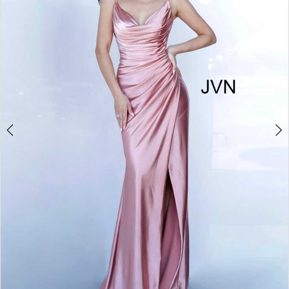 Jvn jovani cowl Neck High Slit Prom Dress size 0 … - image 2