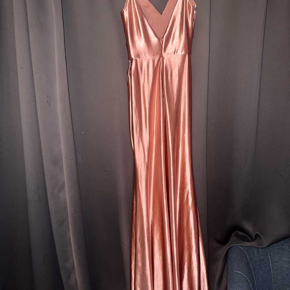Jvn jovani cowl Neck High Slit Prom Dress size 0 … - image 6