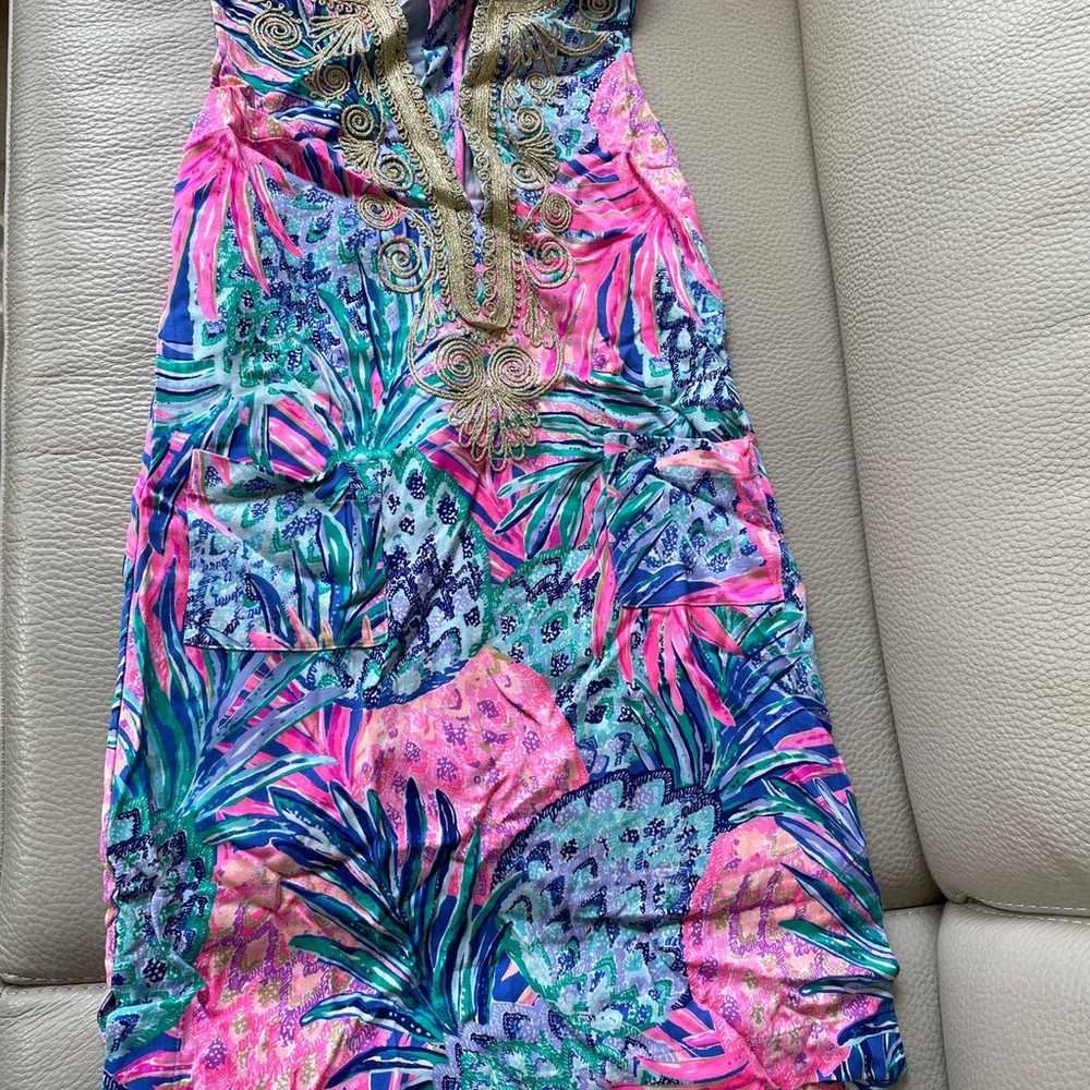 Lilly Pulitzer Blue Pink Green White & Gold Metal… - image 1