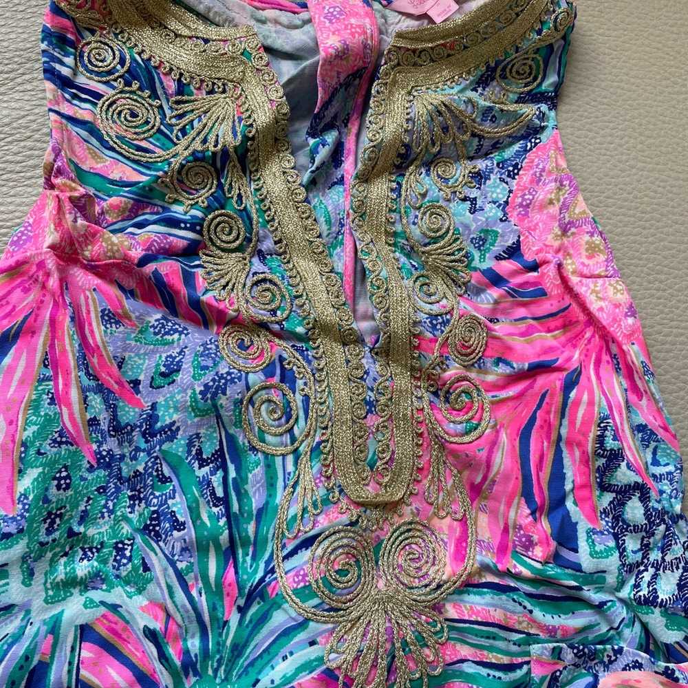Lilly Pulitzer Blue Pink Green White & Gold Metal… - image 2