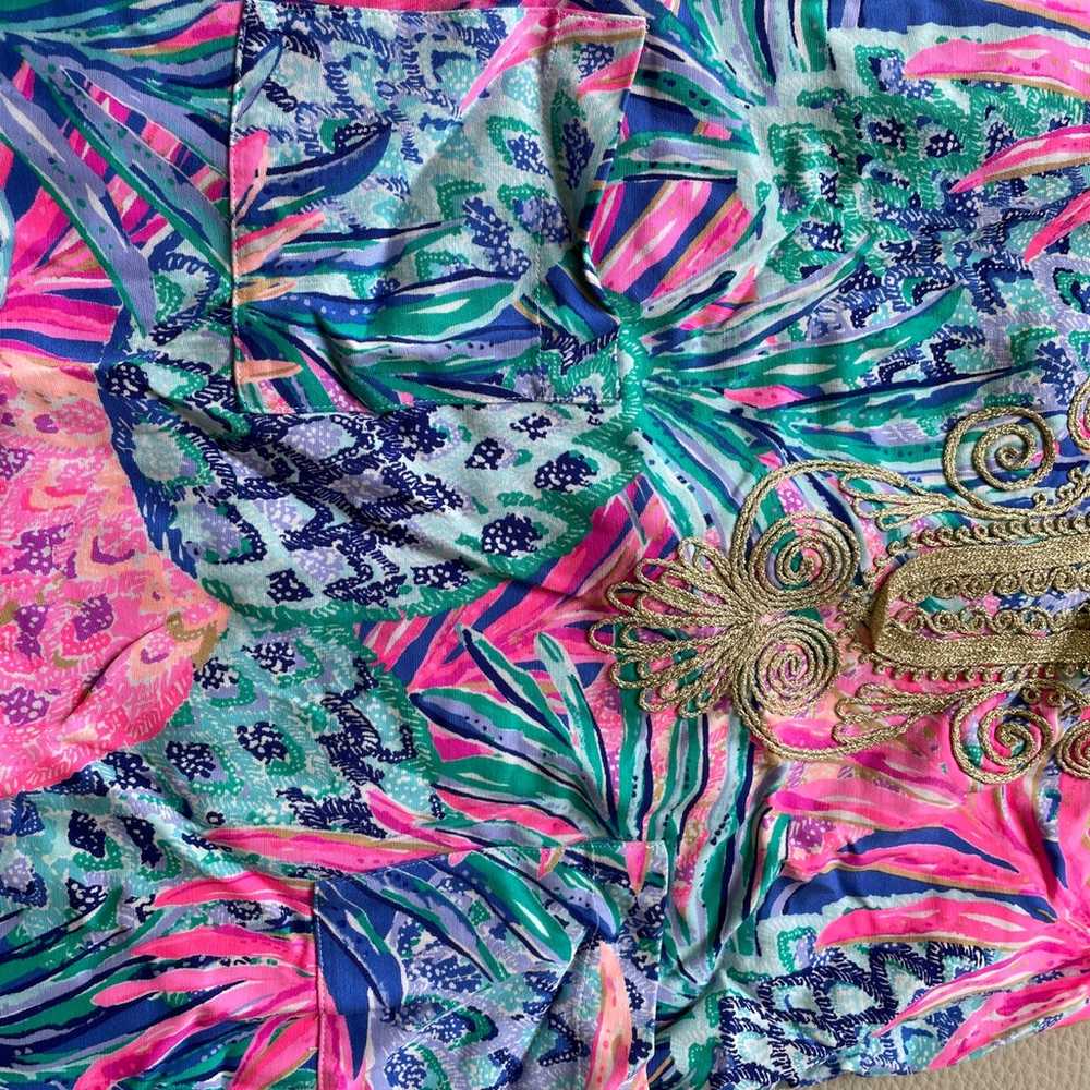 Lilly Pulitzer Blue Pink Green White & Gold Metal… - image 3